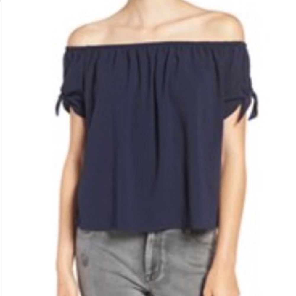 BP navy blue off the shoulder top size large